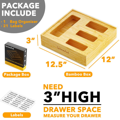 SpaceAid bag storage organizer in kitchen drawer for clutter-free prep