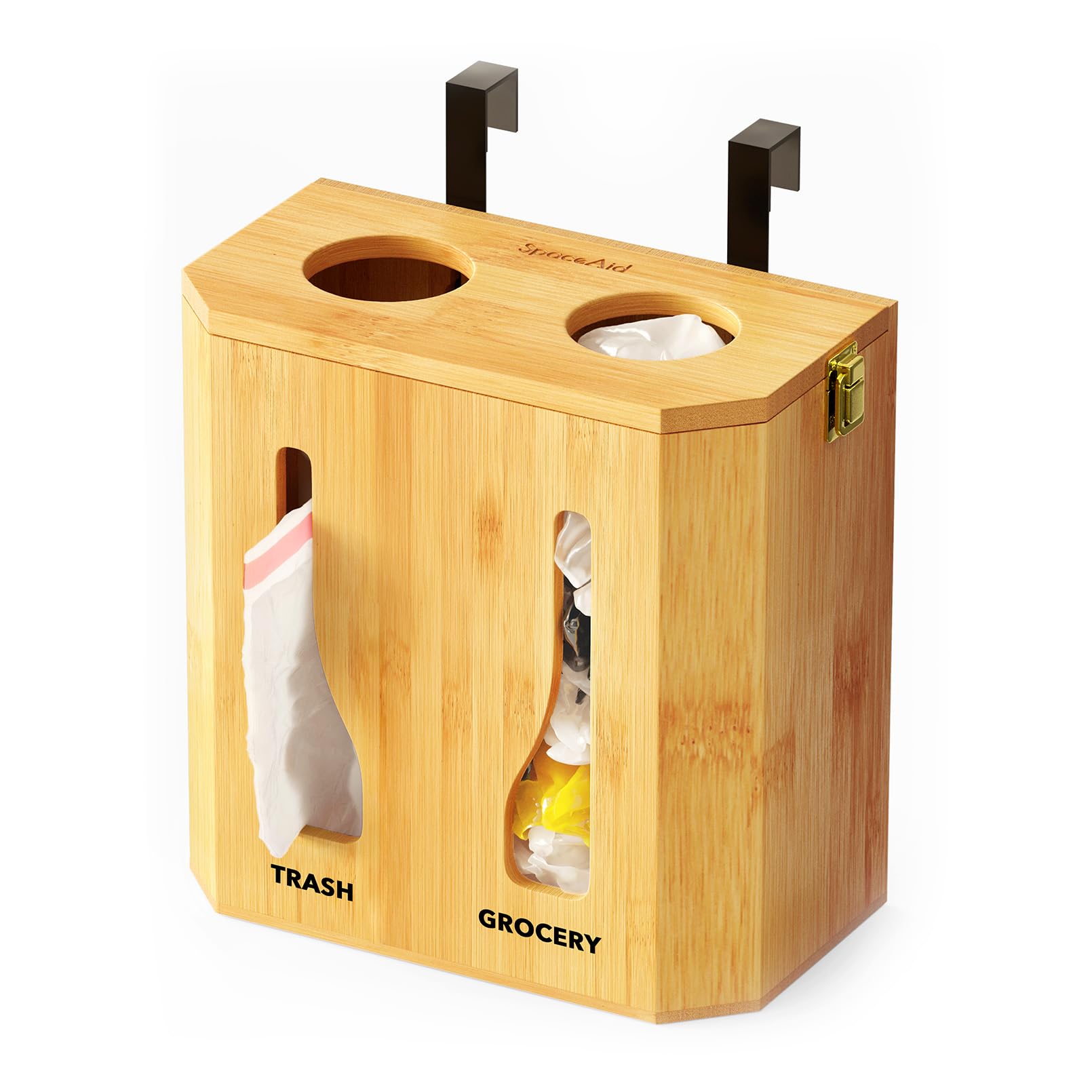 SpaceAid Bamboo 2-in-1 holder and dispenser for easy bag organization