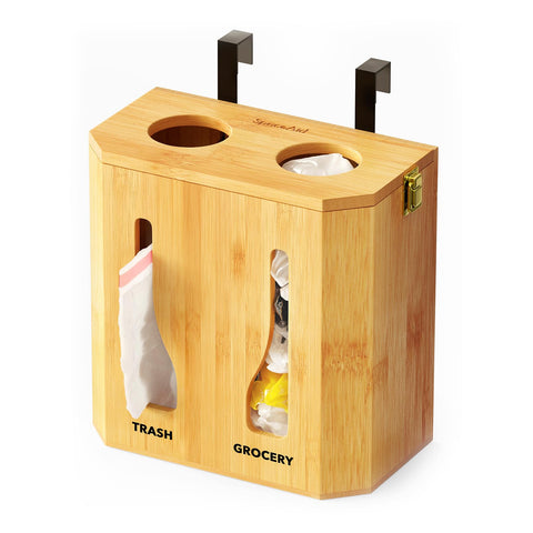 SpaceAid Bamboo 2-in-1 holder and dispenser for easy bag organization