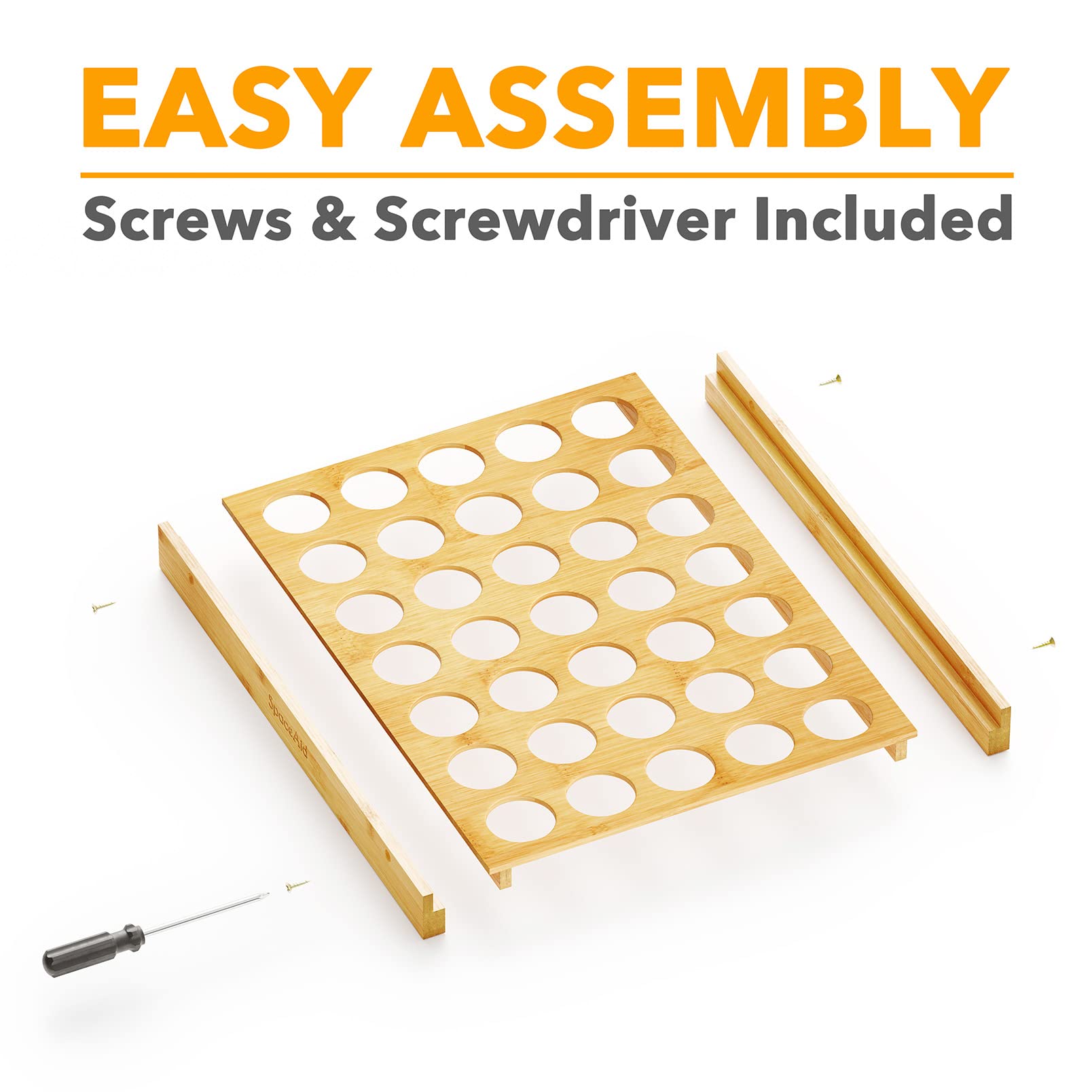 SpaceAid bamboo drawer organizer enhances kitchen K-Cup stations with order.