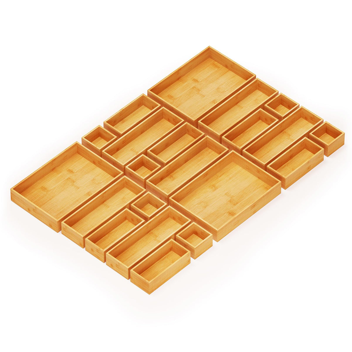 SpaceAid bamboo drawer organizer set helps keep utensils neatly grouped in a drawer.