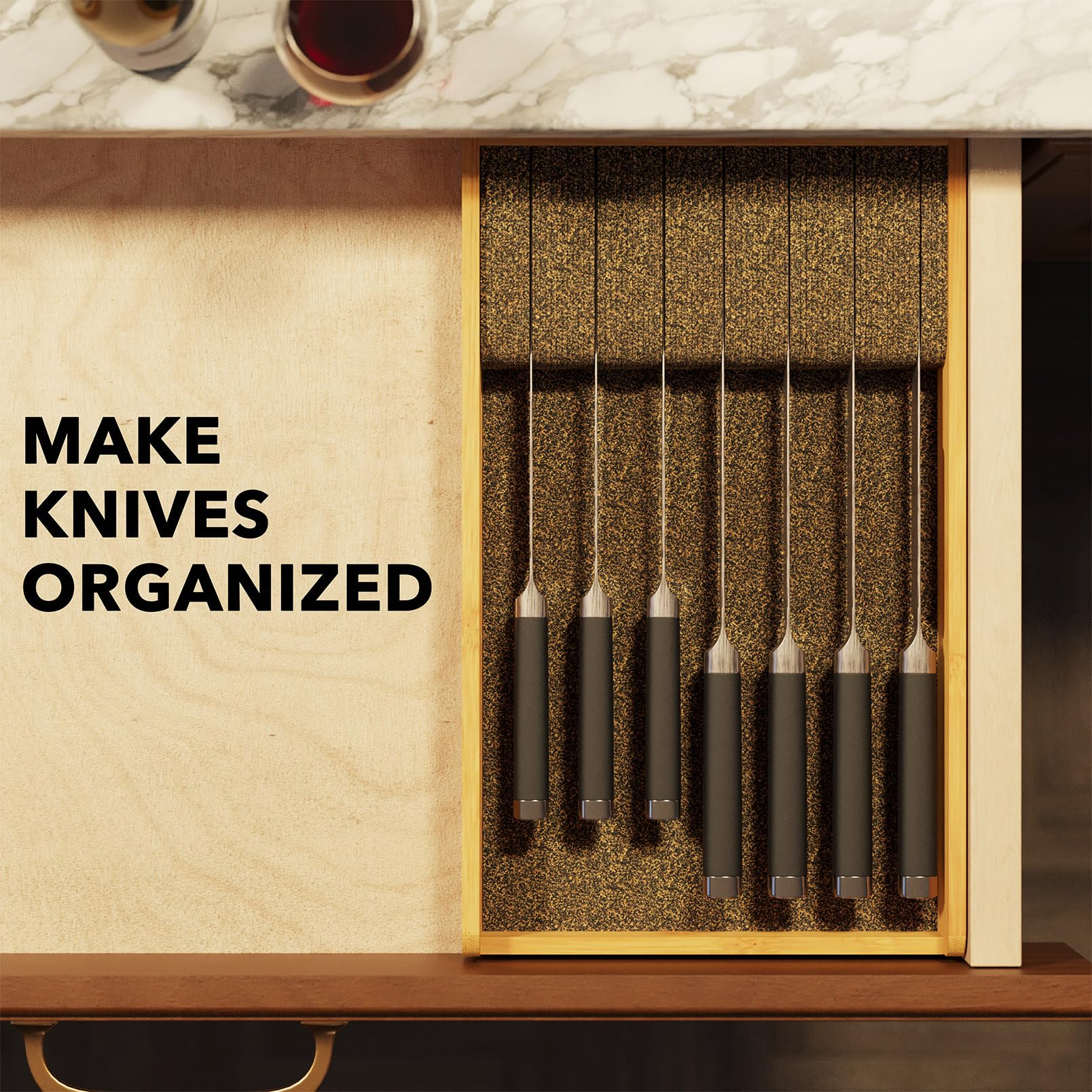 SpaceAid bamboo knife-tray compact-storage view emphasizing space-saving kitchen organization.