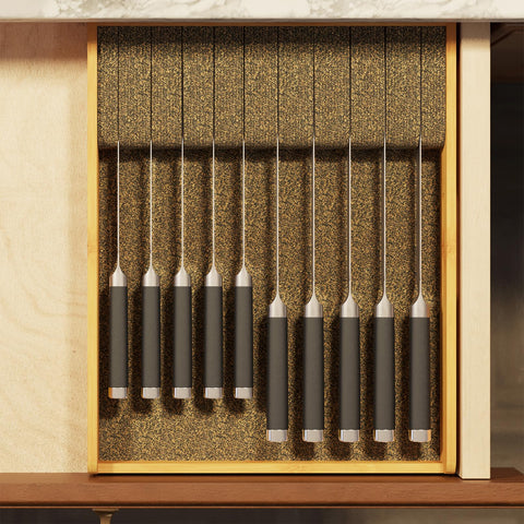 SpaceAid bamboo construction offers sturdy support for varied knife sizes.