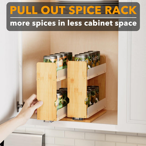 Maximized spice storage with full-extension pull-out.