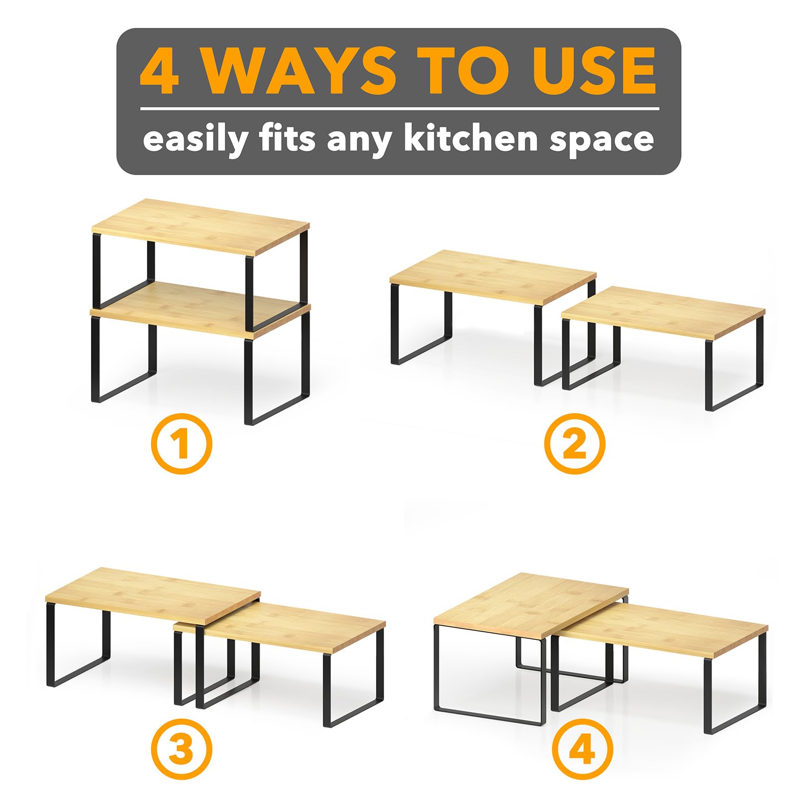 SpaceAid black and natural finish complements kitchen decor