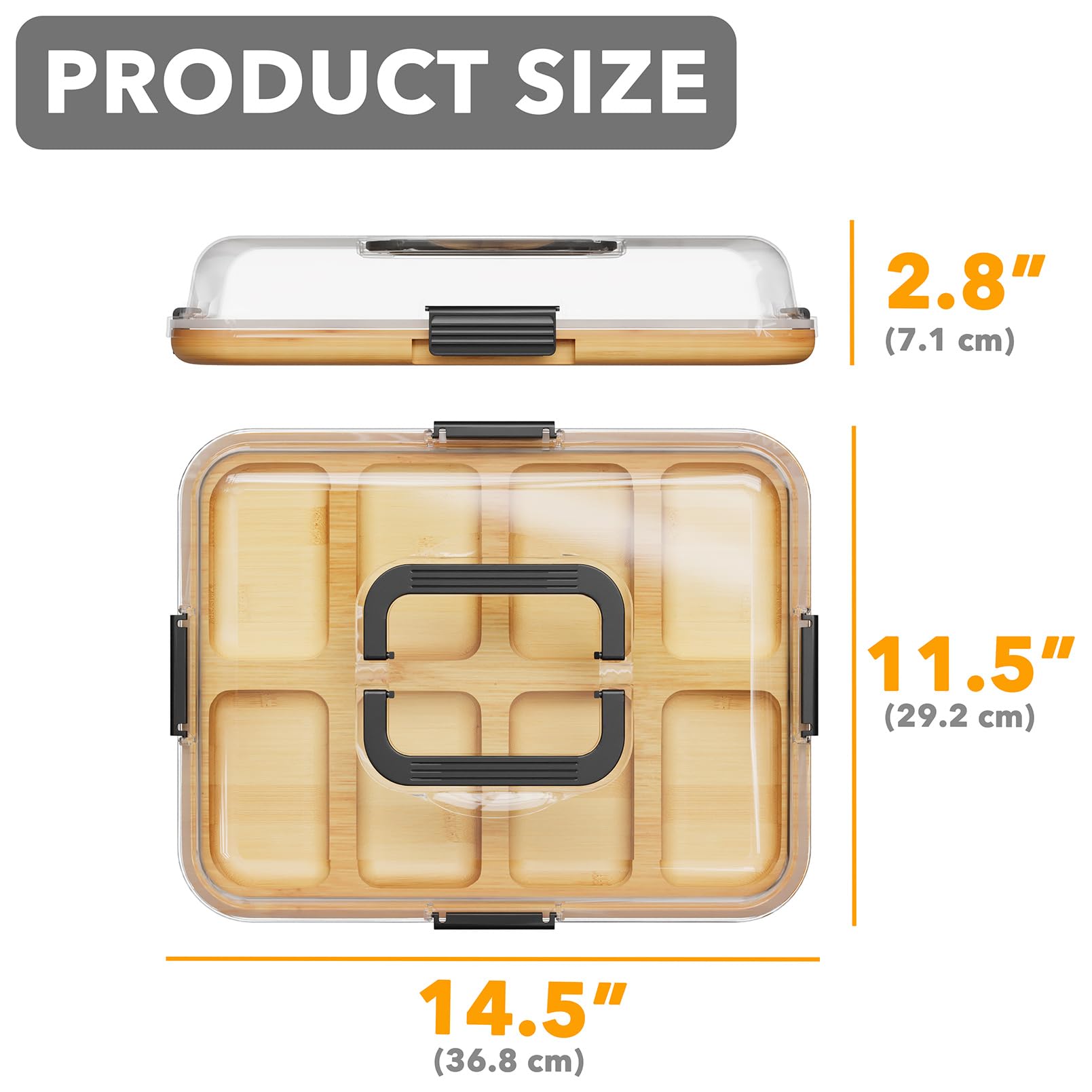 SpaceAid eight-compartment board keeps cheeses, fruits, and nuts neatly organized