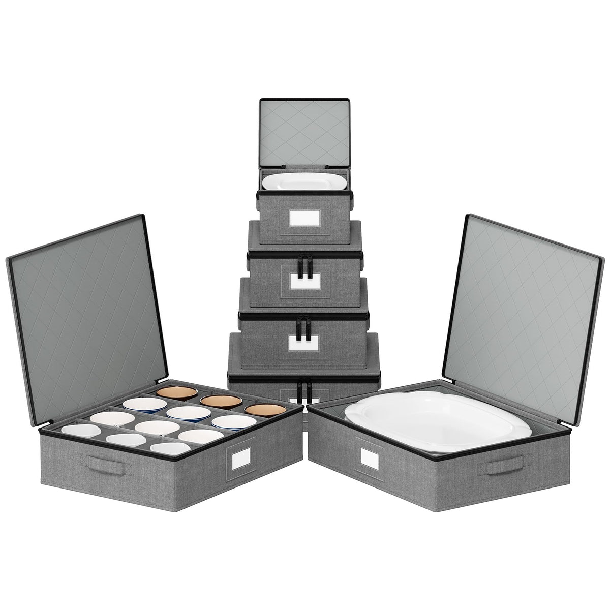 SpaceAid China storage exterior demonstrates durable shell for safe transit of dinnerware.