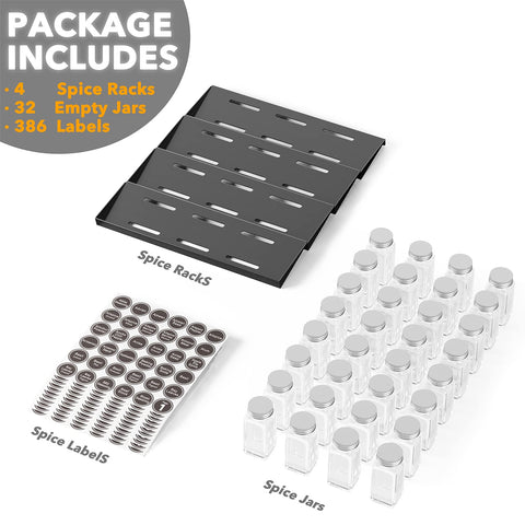 SpaceAid complete drawer spice system with sturdy steel frame.