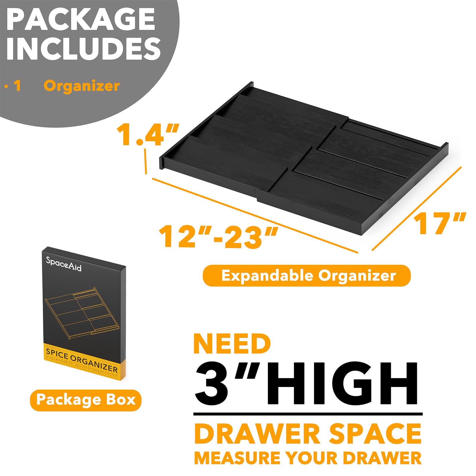 SpaceAid four-tier design provides high-capacity spice storage.