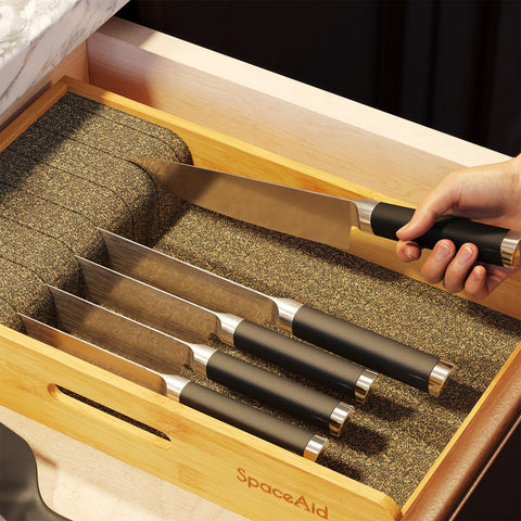 SpaceAid fully-assembled-drawer-insert in-drawer setup for immediate use.