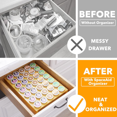 SpaceAid K Cup drawer tray keeps pods visible and within reach.