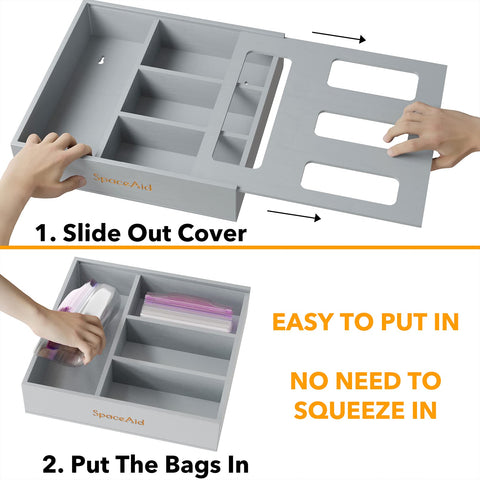 SpaceAid bamboo box blends with modern décor while saving drawer space.