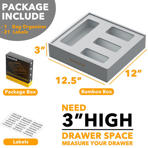 SpaceAid includes 21 label stickers to identify contents at a glance.