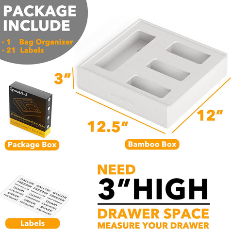 SpaceAid includes 21 label stickers to quickly identify contents.