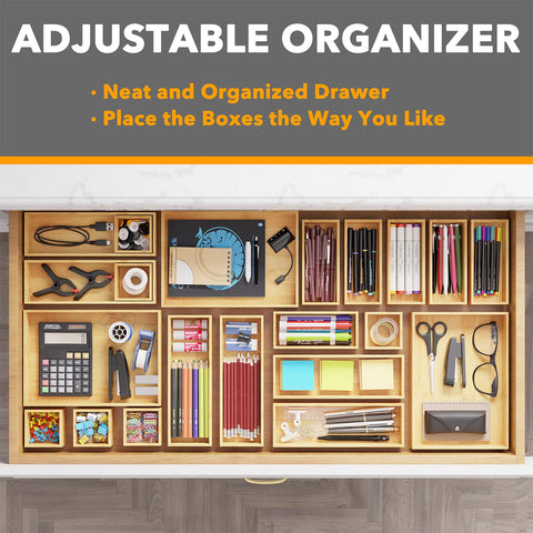 SpaceAid large bamboo drawer boxes accommodate bigger utensils and tools.