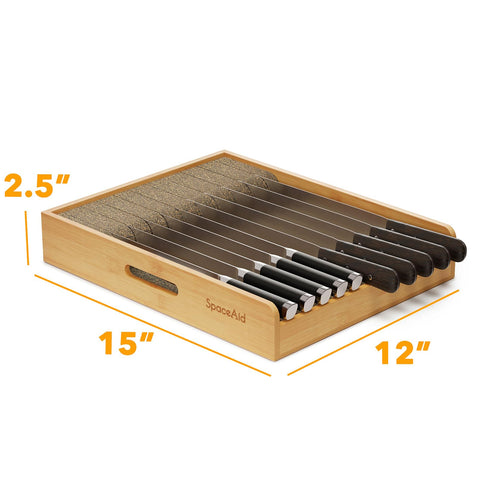 SpaceAid Large Knife Drawer Organizer arrives ready to use with no assembly.