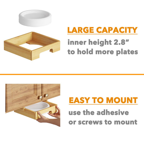 SpaceAid large-capacity storage fits multiple 10-inch plates for gatherings.