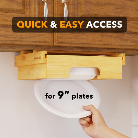 SpaceAid dispensing action demonstrates one-at-a-time plate retrieval.