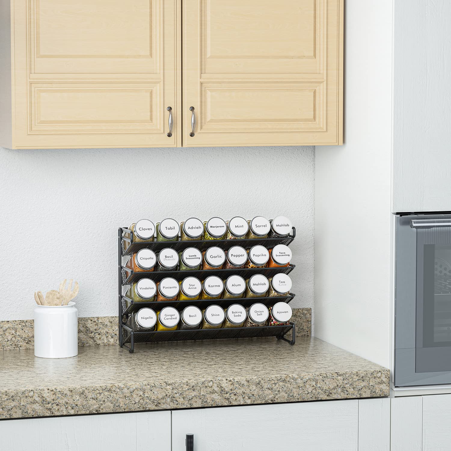 SpaceAid 386 waterproof spice labels for easy, reusable labeling.