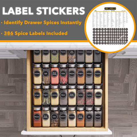 SpaceAid 386 labels help organize jars and speeds flavor selection.