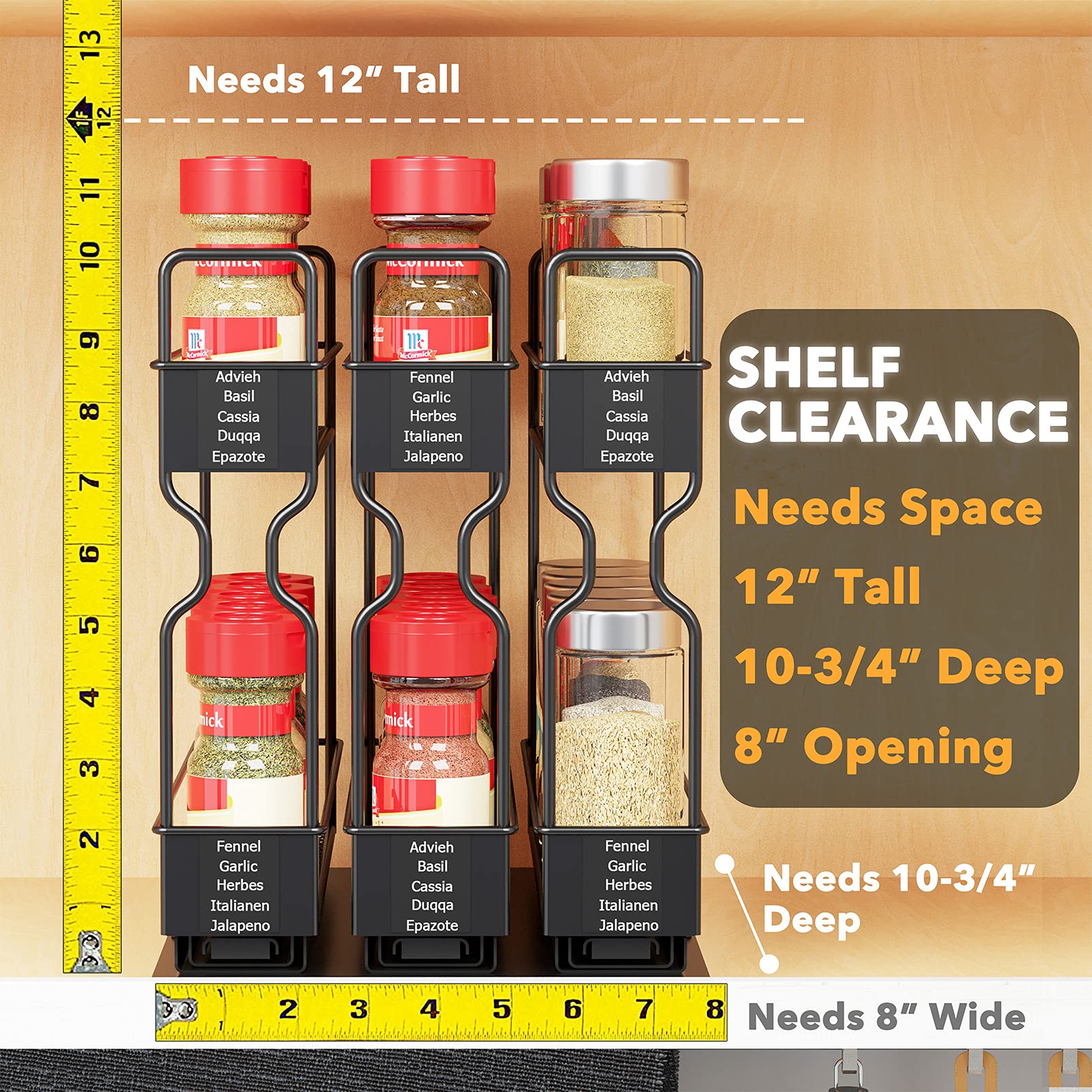 SpaceAid spice labels on front enable fast spice identification