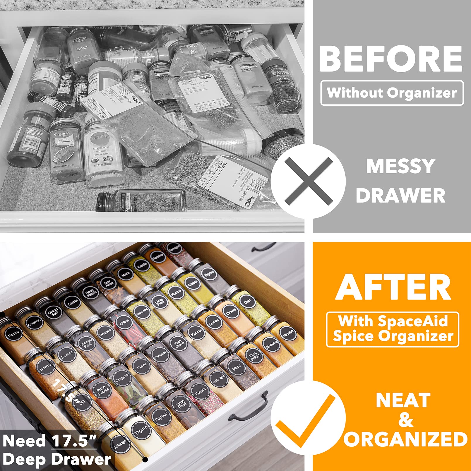 SpaceAid labels are preprinted and customizable for easy jar identification.