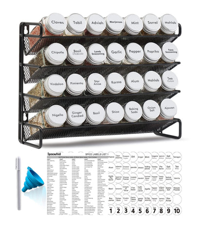 SpaceAid 4-tier spice rack for quick access and organized cabinet storage.