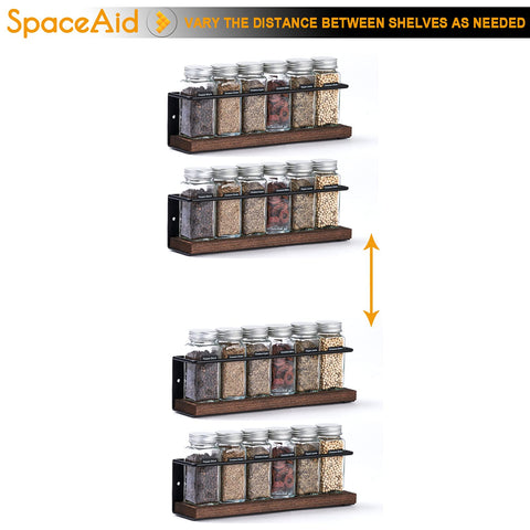 SpaceAid cabinet-door setup with four single-tier racks maximizes cabinet depth.