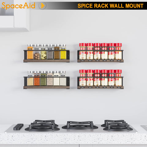 SpaceAid wood brackets support sturdy wall mounting for reliable spice storage.
