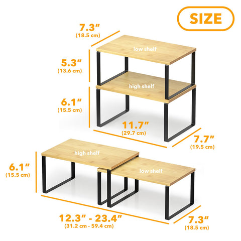 SpaceAid stackable kitchen shelves maximize vertical counter space