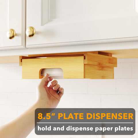 SpaceAid vertical plate holder highlighting under-cabinet storage design.