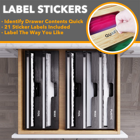 SpaceAid WrapNeat three-slot organizer mounted in a drawer or on a wall for versatile storage.