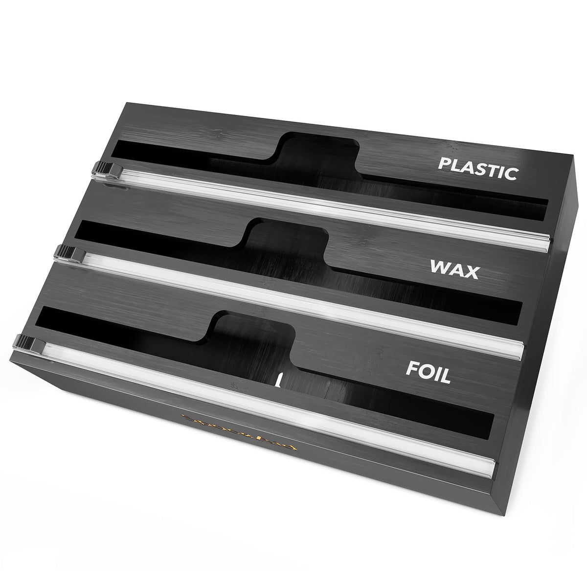 SpaceAid WrapNeat bamboo organizer displaying a 12-inch wrap roll for easy access.