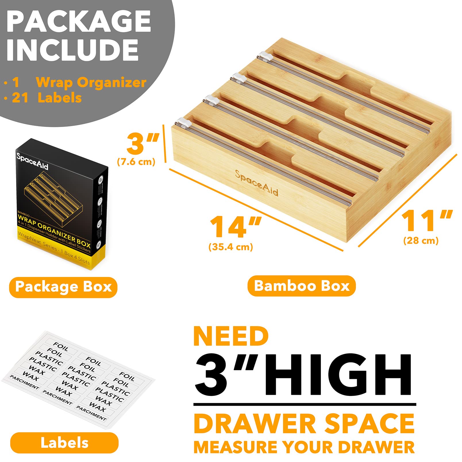 SpaceAid WrapNeat aluminum foil slot with built-in cutter for clean cuts