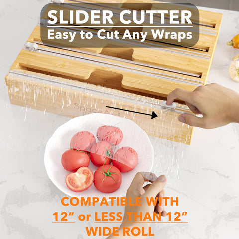 SpaceAid WrapNeat built-in cutter enables smooth, precise slicing