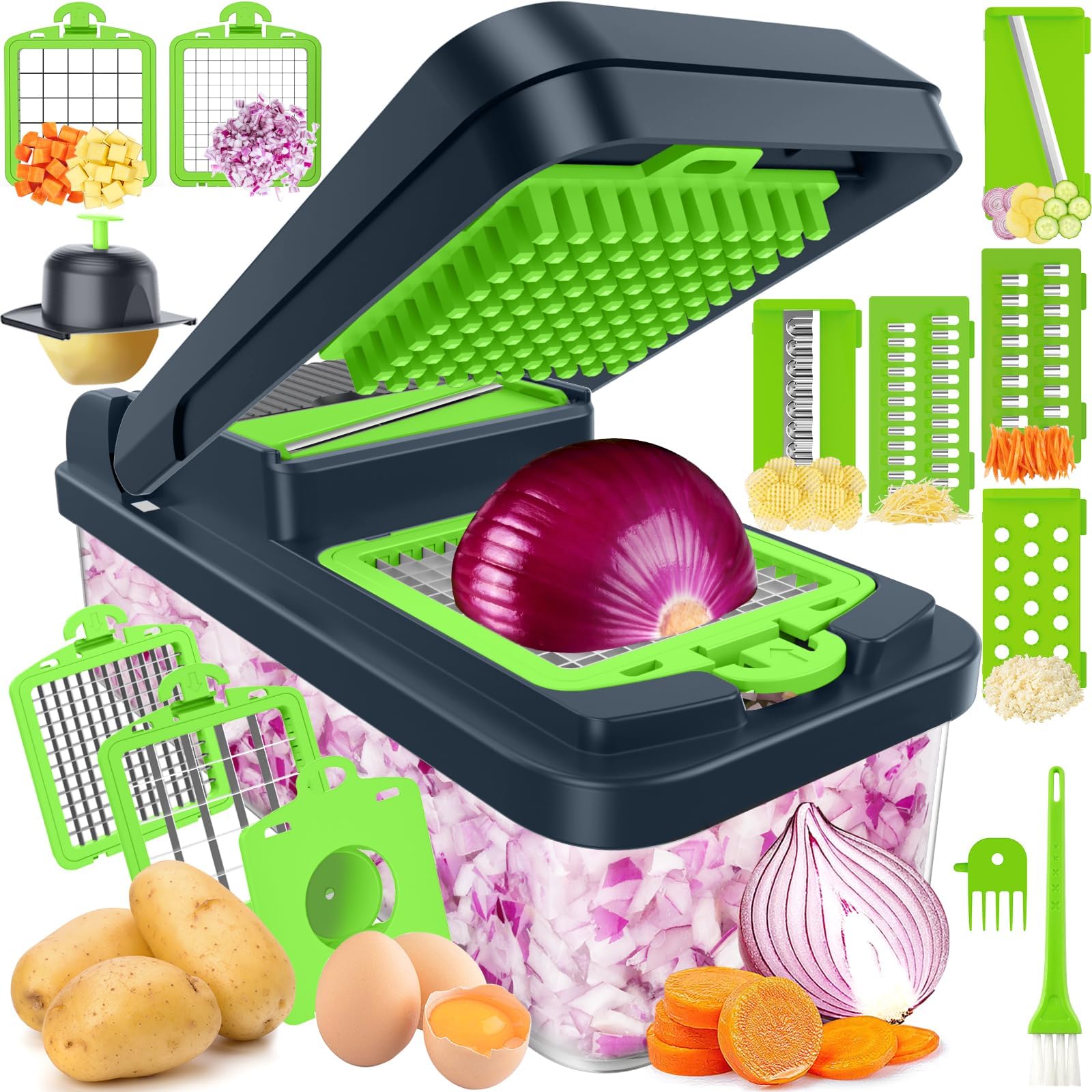 SpaceHacks 12-in-1 vegetable chopper blade set enables versatile cuts for fast prep