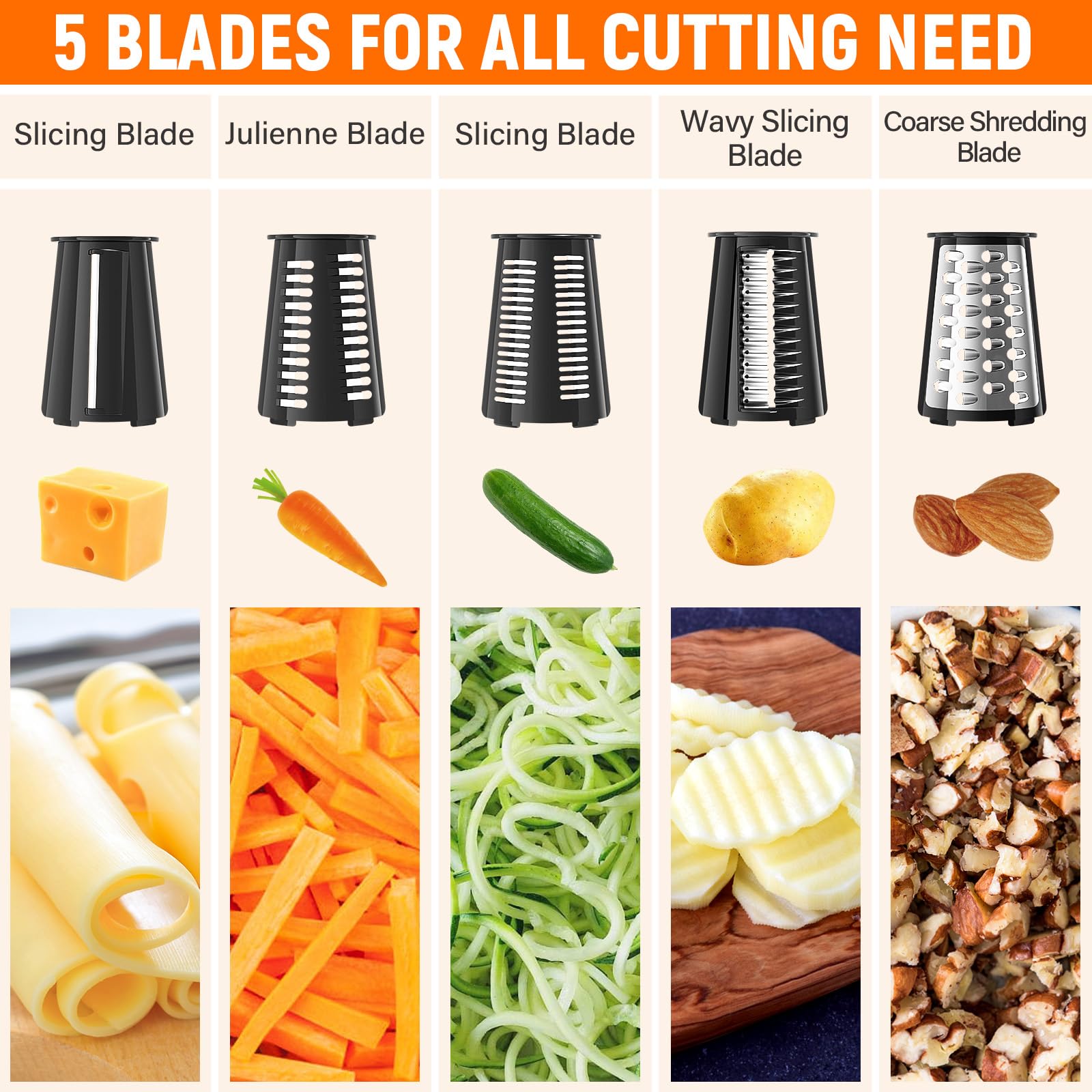 SpaceHacks 5-blade assembly displayed for versatile prep