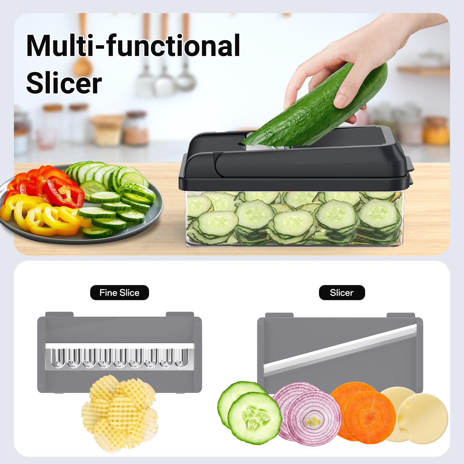 SpaceHacks vegetable chopper compact storage demonstrates neat kitchen organization.