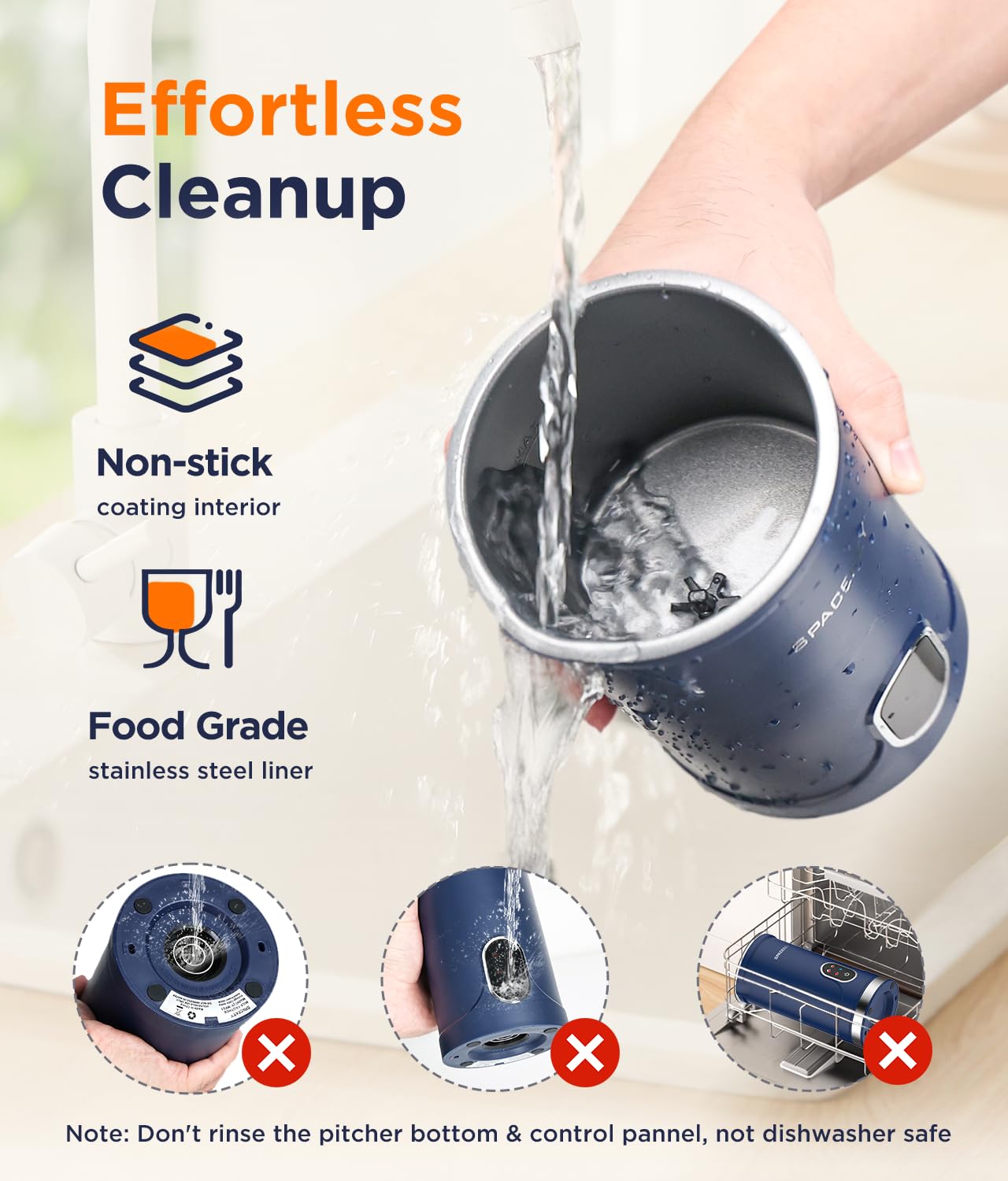 Spacekey Milk Frother non-stick inner coating reduces scorching risk