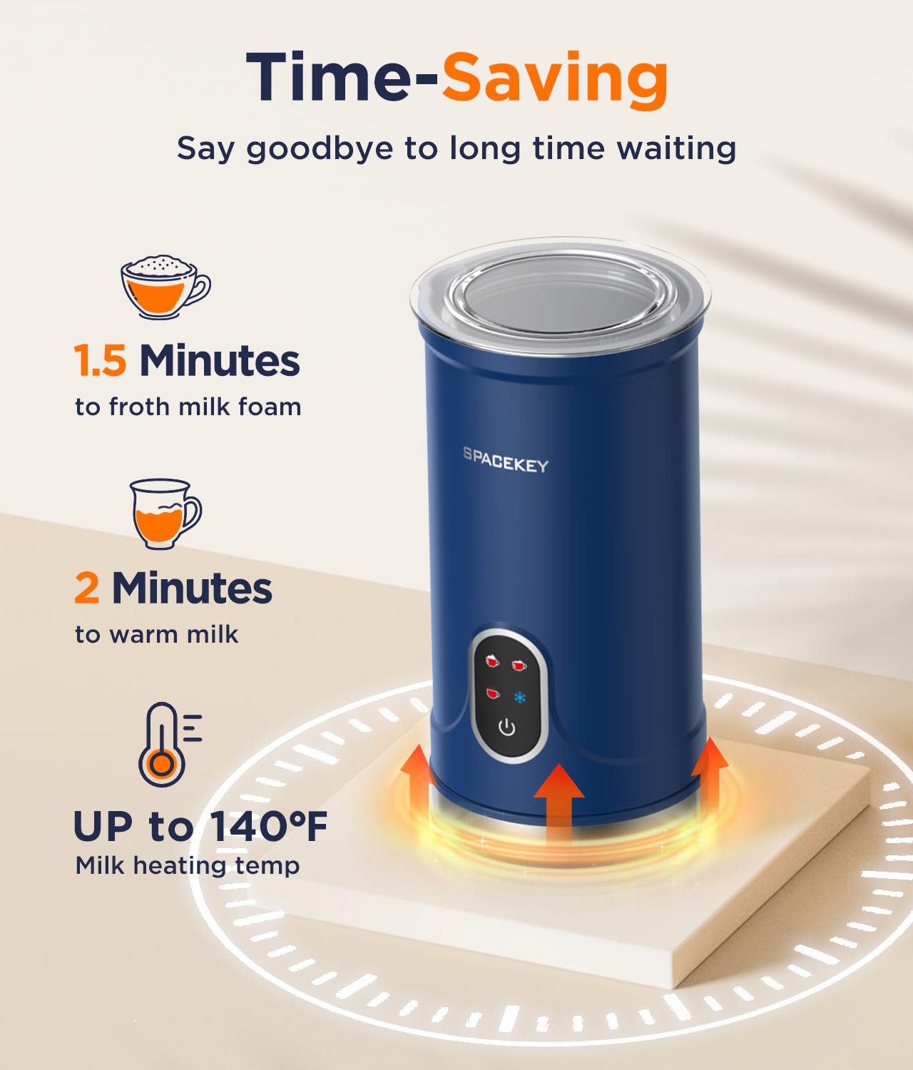 Spacekey Milk Frother mute mode for quiet operation