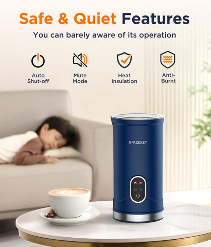 Spacekey Milk Frother warm foam mode delivering silky texture
