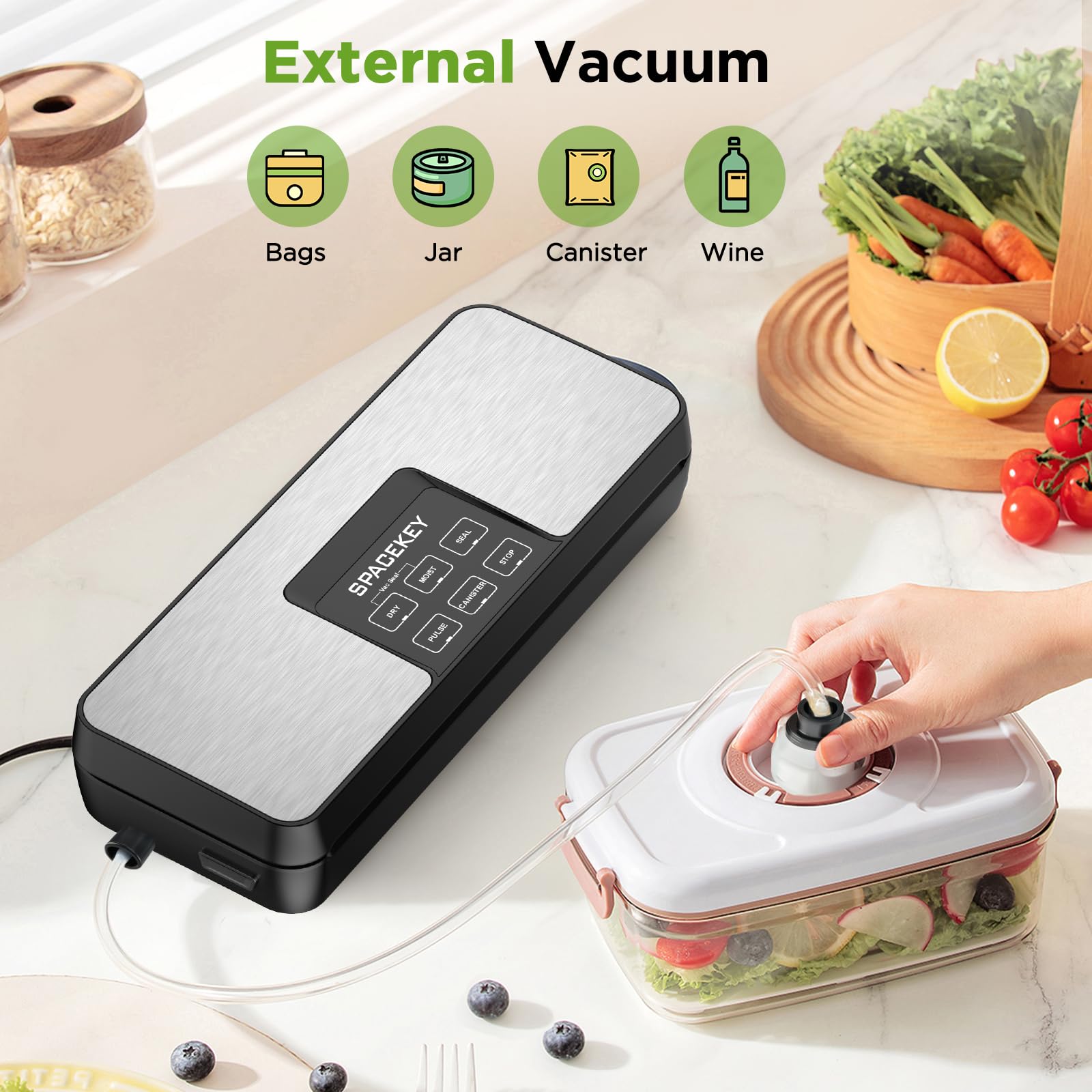 Spacekey vacuum sealer canister function vacuums jars and bottles