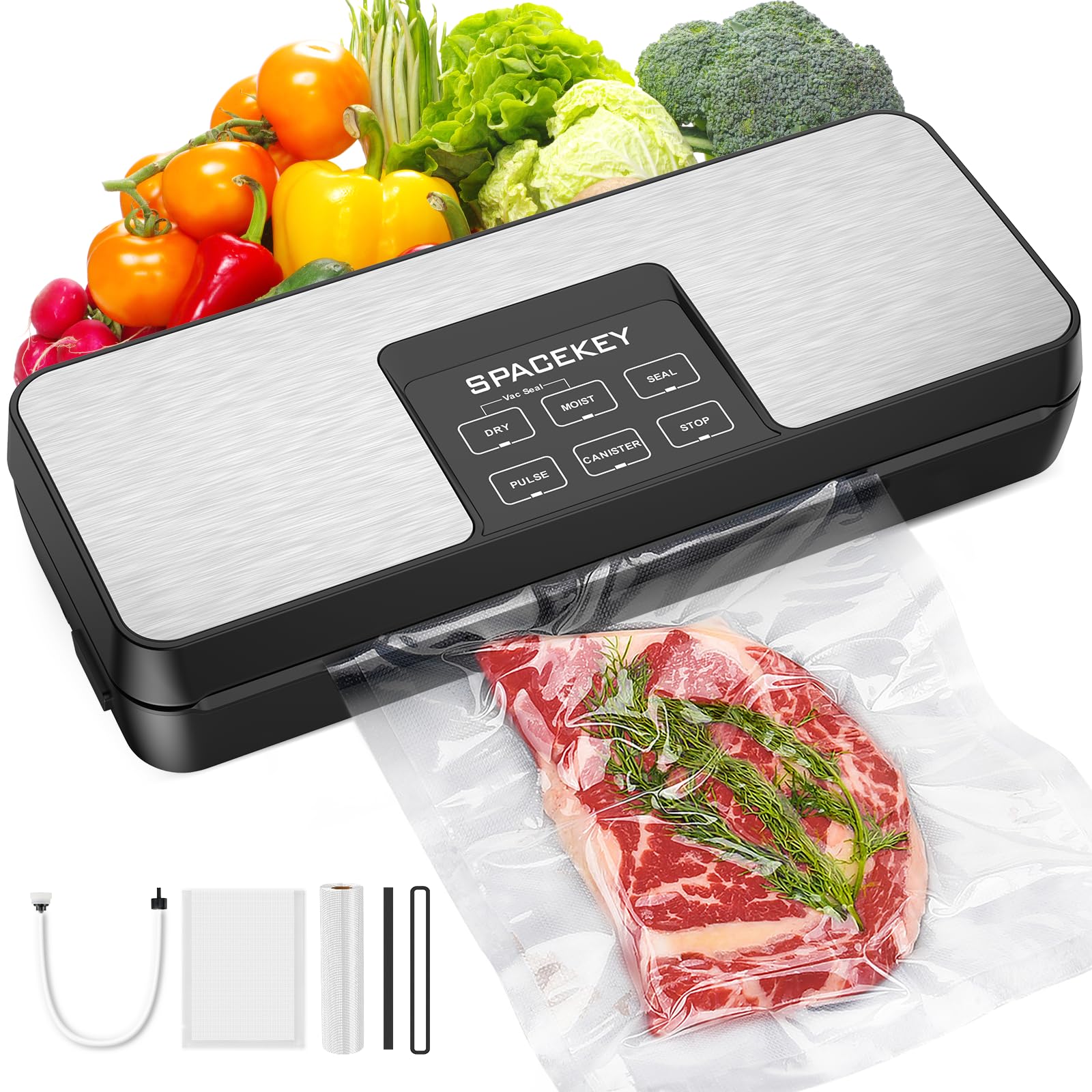 Spacekey vacuum sealer front view preserves freshness with compact design