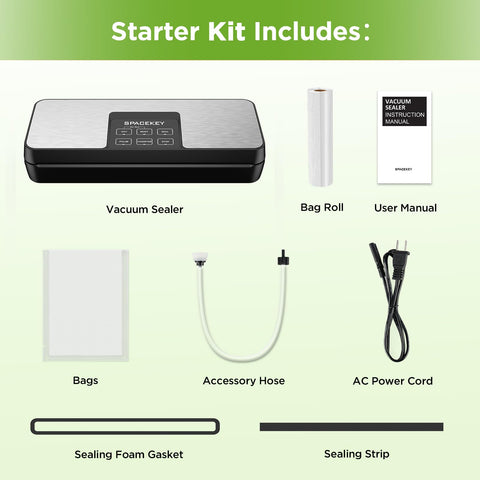 Spacekey vacuum sealer starter kit includes bags and rolls