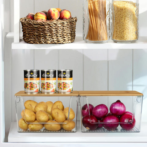 Spacemart durable bamboo lid adds natural style and protects contents