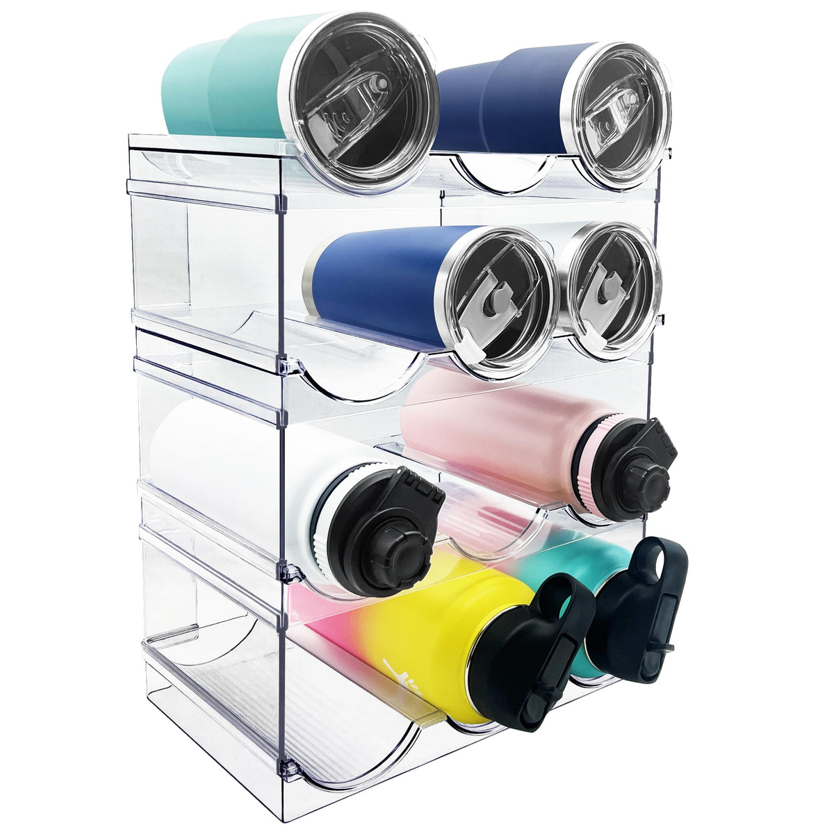 Spaclear 4 Pack Water Bottle Organizer front view helps maximize countertop space