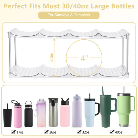 Spaclear clear acrylic tumbler storage rack keeps tall cups neatly organized.