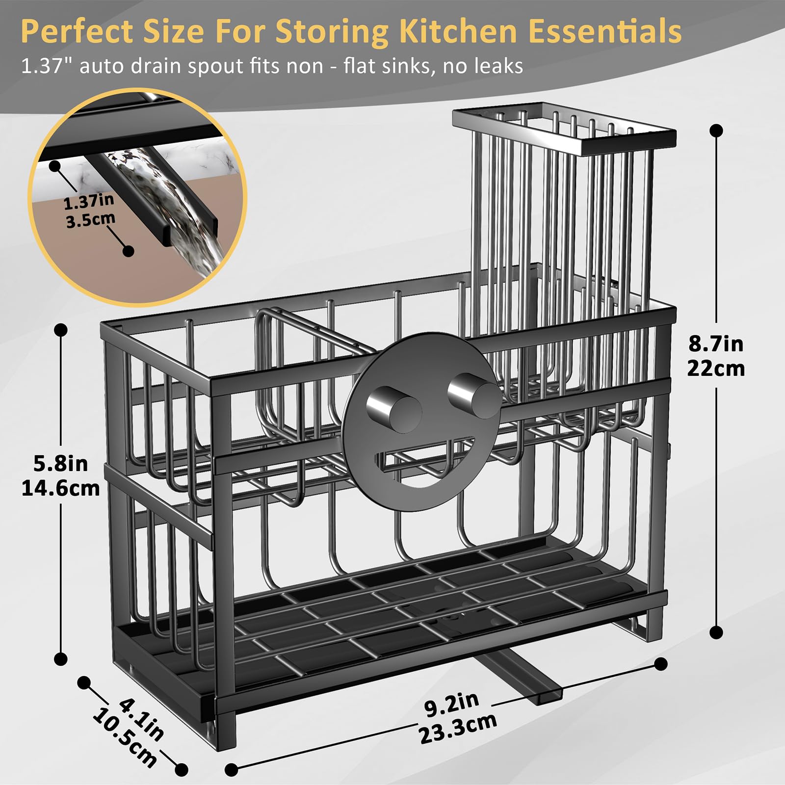 Spaclear dish brush and dispenser storage helps kitchen routines stay neat.