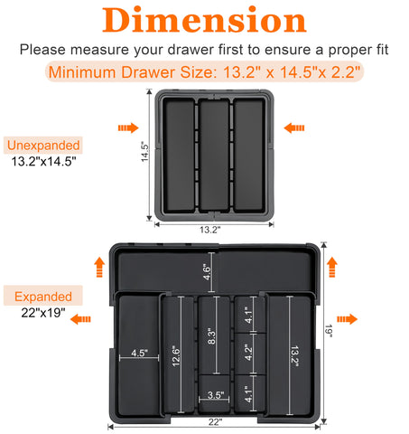 Spaclear organizer with three middle compartments keeps utensils neatly separated.