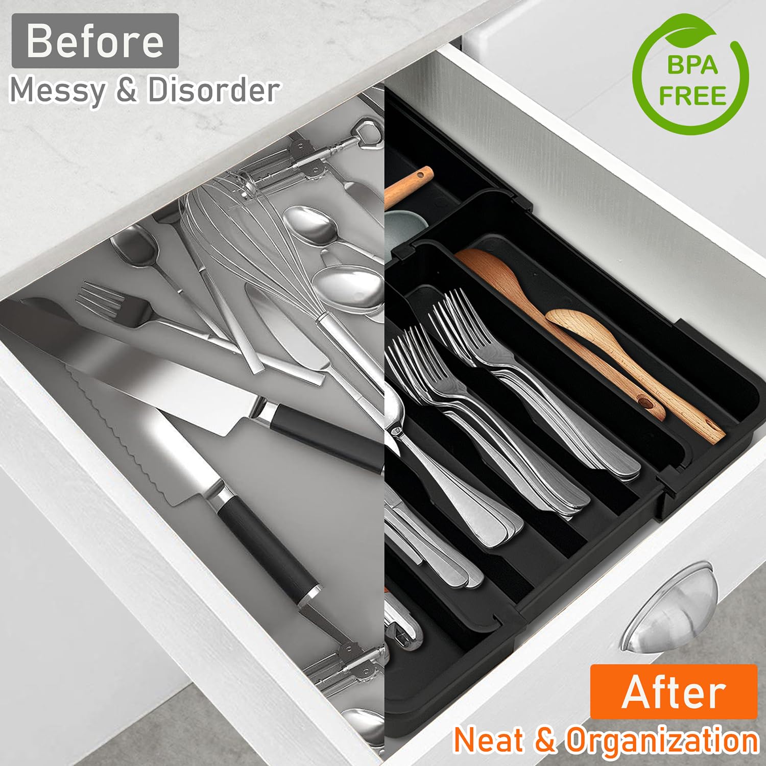 Spaclear expandable buckle design helps customize drawer fit.